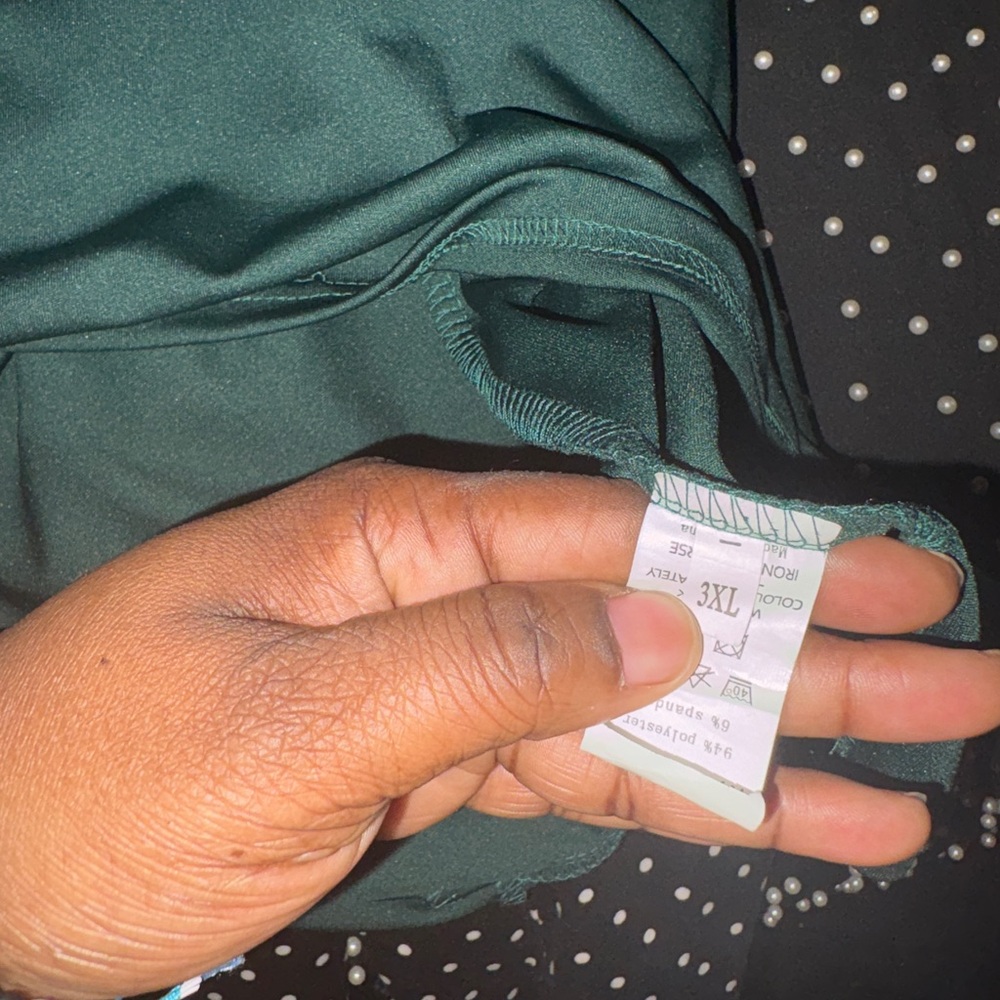 Women's Dark Green Long Sleeve Peplum Dress - Picture 3 of 3